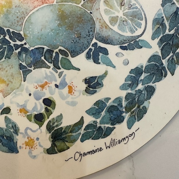 Vintage Kelsey Melamine Chopping  Board artist Charmaine Williamson Round Fruit - Picture 2 of 4